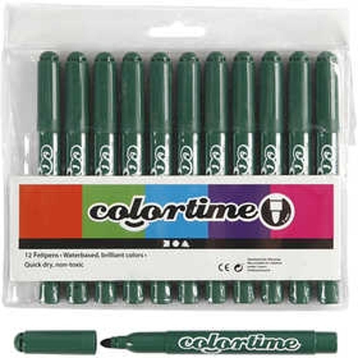 Colortime stift, lijndikte: 5 mm, groen, 12stuks [HOB-37358]